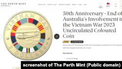 Hình đồng xu chính phủ Úc vinh danh binh sĩ nước này hy sinh trong Chiến tranh Việt Nam. Photo The Perth Mint