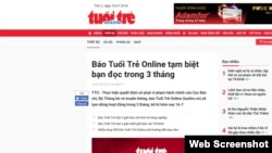 Thông báo của tờ Tuổi Trẻ.