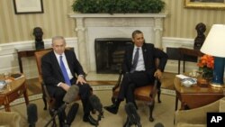 Tổng thống Hoa Kỳ Barack Obama (phải) hội đàm với Thủ tướng Isral Benjamin Netanyahu tại Tòa Bạch Ốc hôm 5/3/12