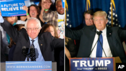 Ứng cử viên Bernie Sanders của đảng Dân chủ và Donald Trump của đảng Cộng hòa.